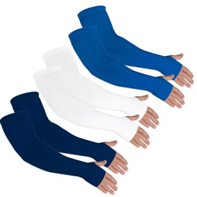 3 Pairs of UV Sun Protection Arm Sleeves for Golf, Tennis, and Volleyball.