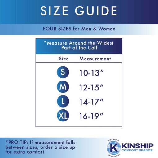 Size Chart for Calf Compression Sleeves